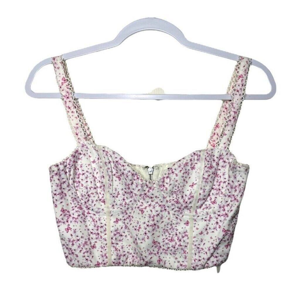 Wildfox Boutique Corset Crop Top Butterfly's‎ Women S Pink Purple Fairy Boho